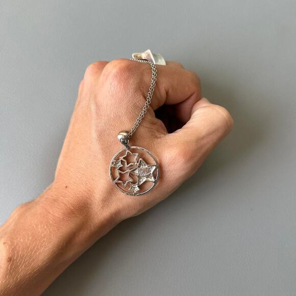 Vintage 00s Y2K Silver Chunky Star Charm Pendant Neclace - Picture 2 of 6